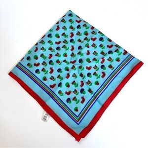 Duck, mushroom, and flower folk art scarf
